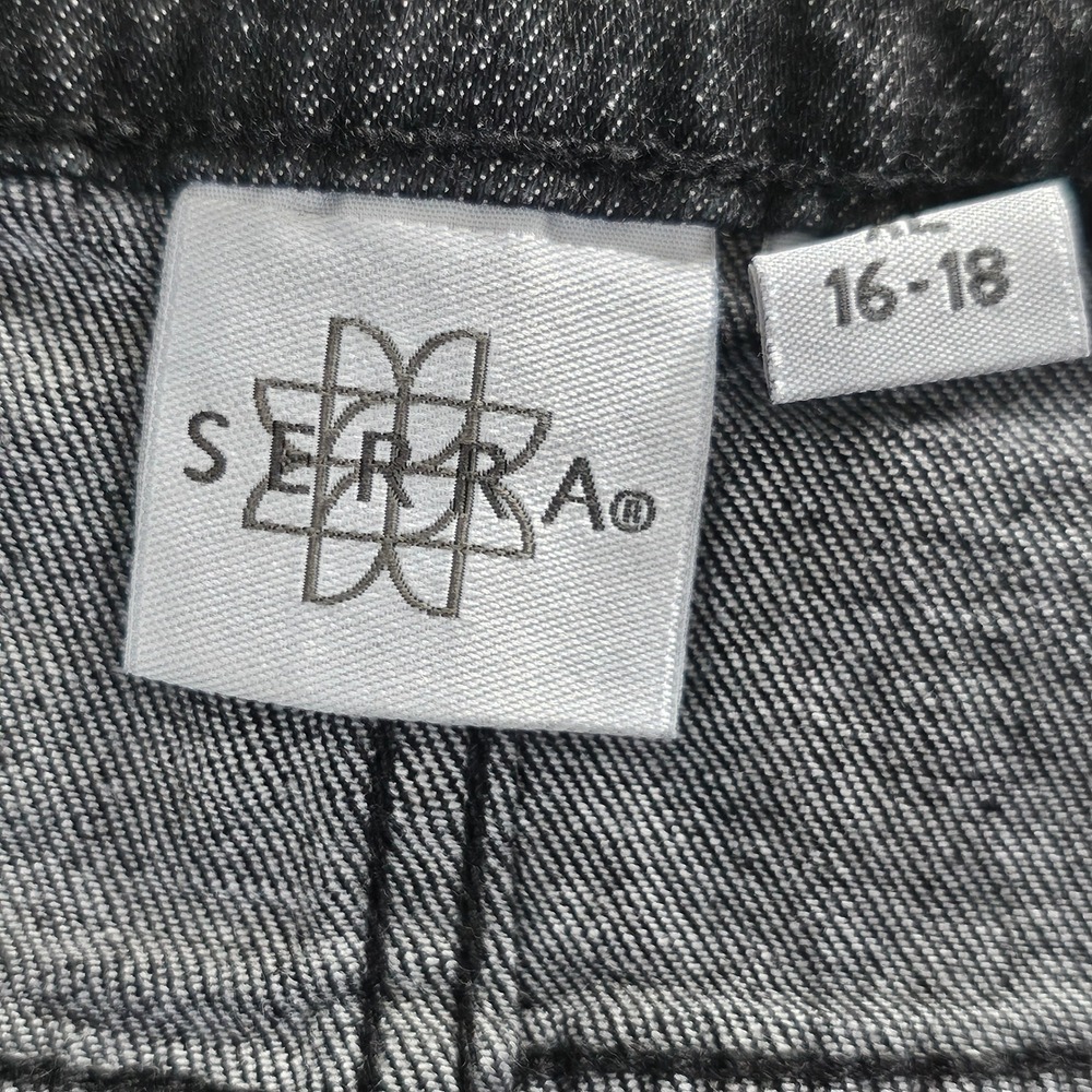 Serra Womens Black‎ Denim Shorts Cuffed Hem Size XL 16-18 New with Tag - Picture 3 of 10